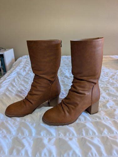Mid calf brown - mid-calf, slouch/ruched