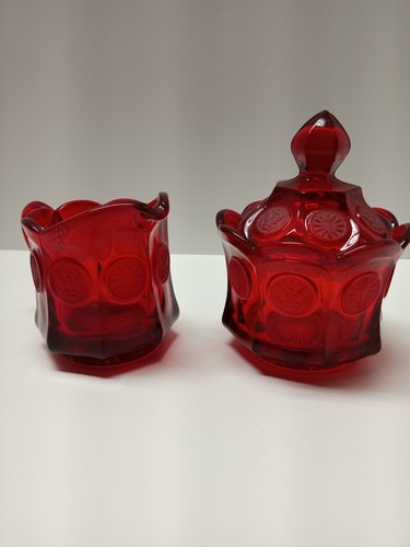 Red glass coin - glass, creamer