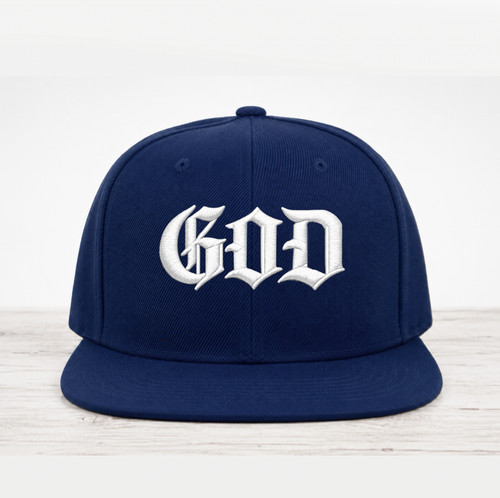 God old english snapback - god,