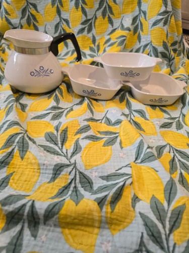 Corning ware white - ware, blue