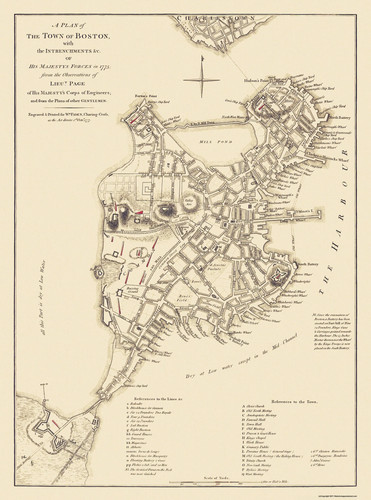Historic city map - city, boston