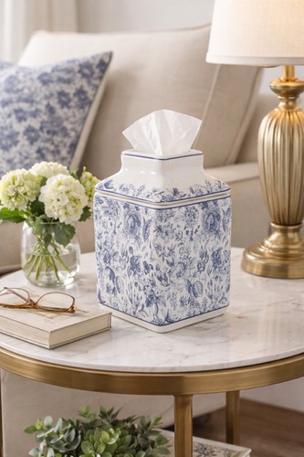Blue white floral - floral, ceramic