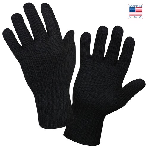 Black wool blend glove liner - glove,