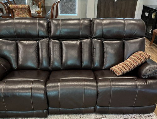 Brown leather reclining sofa - brown,