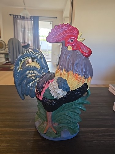 Ceramic rooster figurine large - rooster,