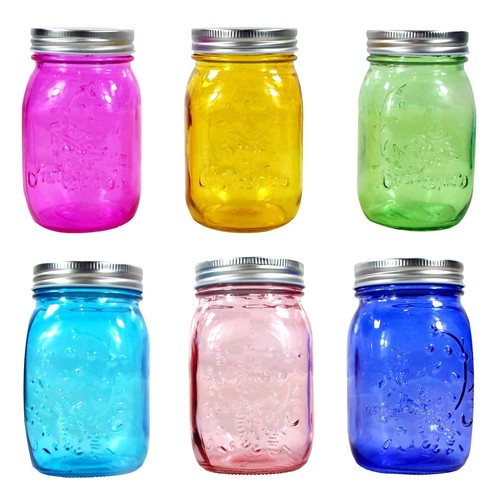 Colored mason jars 16oz set - mason,