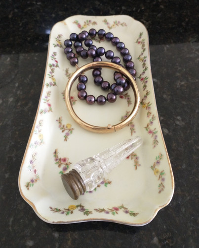 Antique porcelain vanity tray - antique,