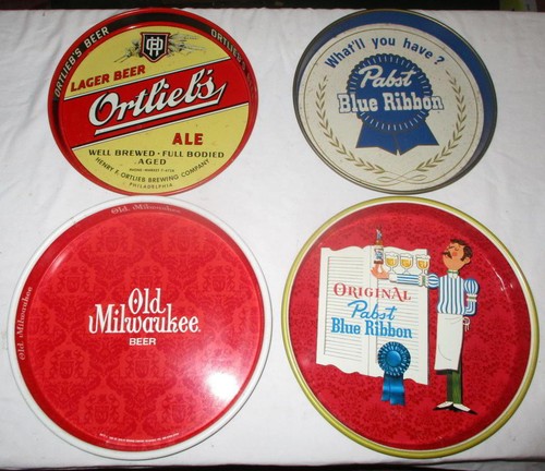 Lot vintage beer trays - of,