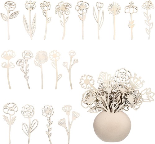 18pcs wood wildflower decor - wildflower,