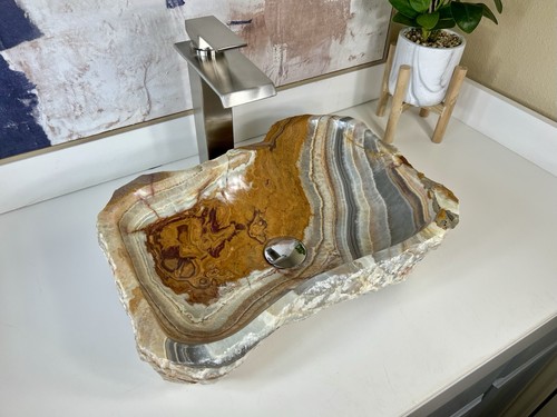 Rustic onyx stone - onyx, sink