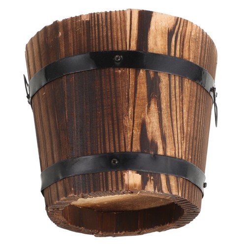 Wooden round barrel - round, planter