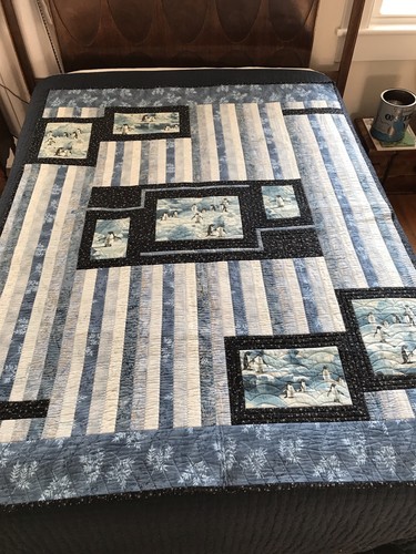 Small handmade quilt - small, penguins