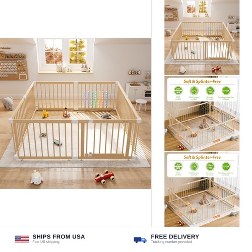 Wooden baby playpen panels - wooden,