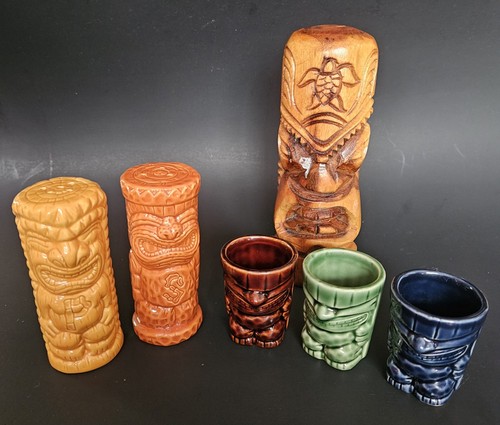 Tiki barware lot - salt, pepper