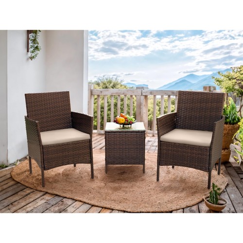 Outdoor wicker glass table - glass, and