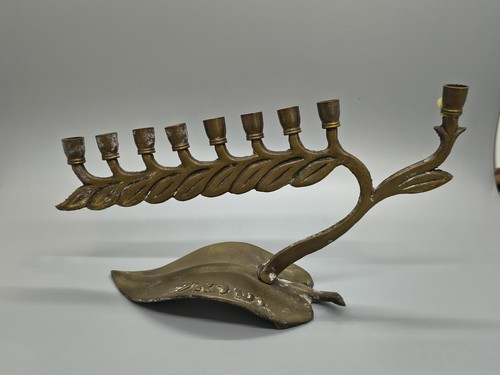 Vintage brass hanukkah menorah - hanukkah,