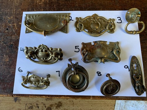 Antique brass drawer pulls - antique,