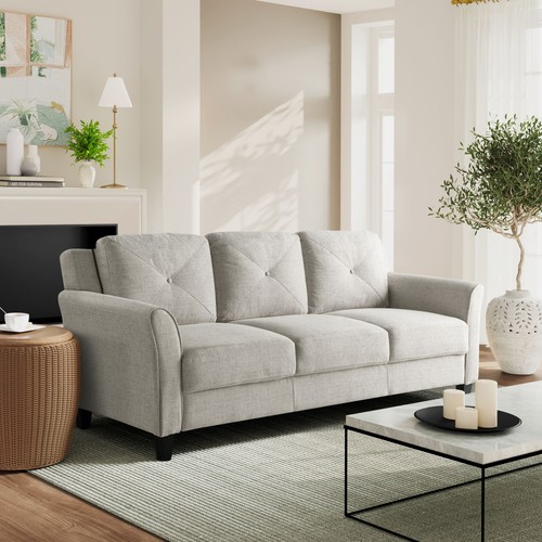 Beige fabric sofa - fabric,