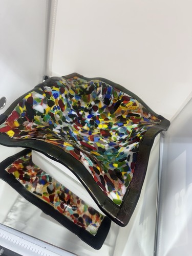 Mosaic fused art glass dish - art,