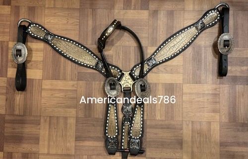 Western brown leather bling - leather,