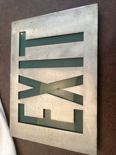 Vintage metal green glass exit - metal,