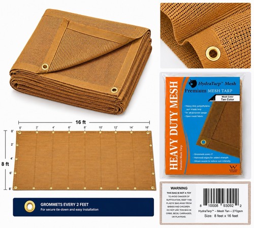 Tan mesh screen - tan, tarp