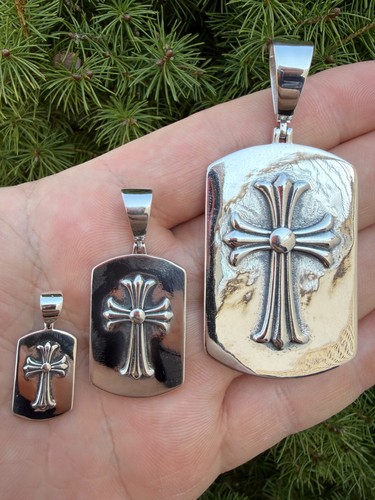Hearts chrome dog tag plain - hearts,