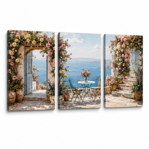 Mediterranean rose wall art - mediterranean,