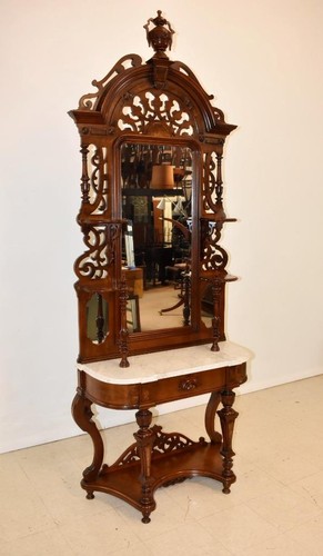 Victorian walnut etagere with - victorian,
