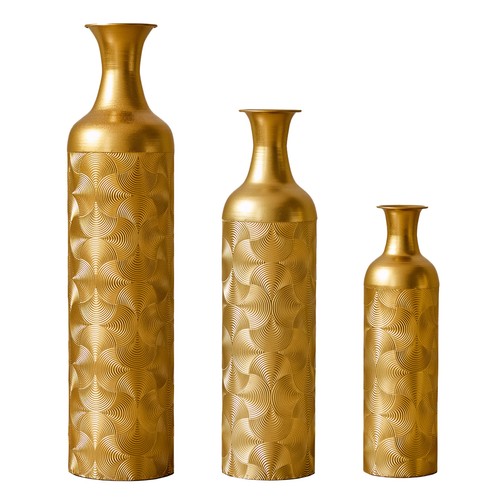 Pack gold metal vase - vase, set