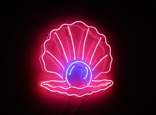 Oyster shell pearl neon - shell, sign