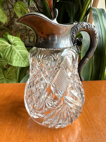 Old cut glass syrup - , pitcher