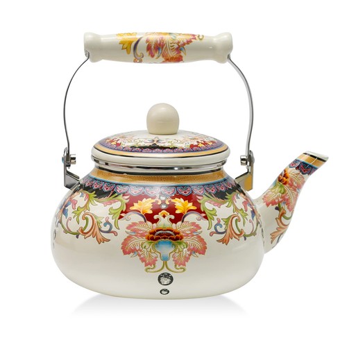 Floral teapot enamel afternoon - teapot,