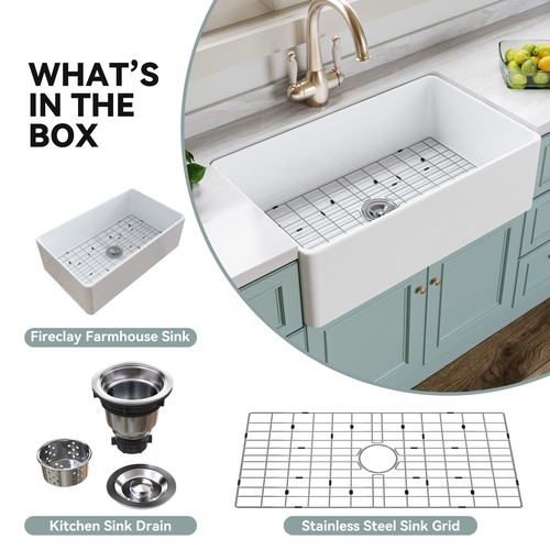 White farmhouse sink 33x20 - farmhouse,