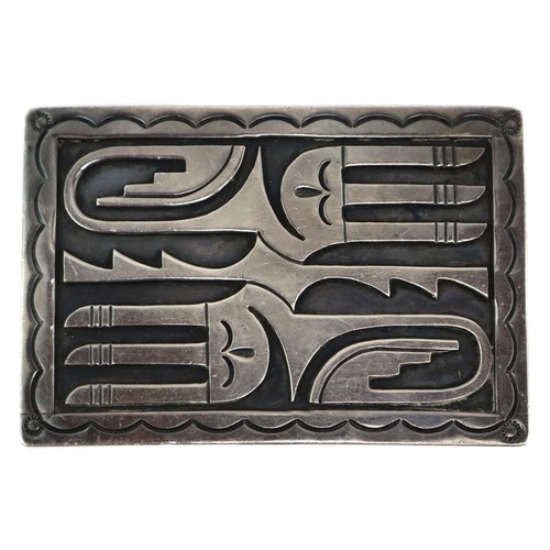 Hopi silver overlay belt - hopi,