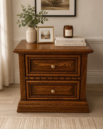 Solid oak drawer nightstand - oak,