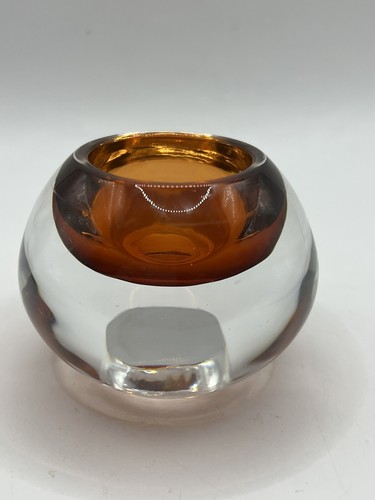 Heavy clear round amber glass - heavy,