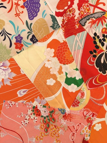 Vintage silk kimono fabric - vintage,