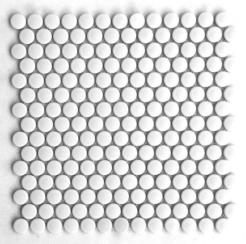 Penny round white shiny - round,