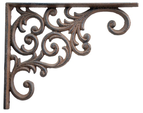Wall shelf bracket - brown, cast