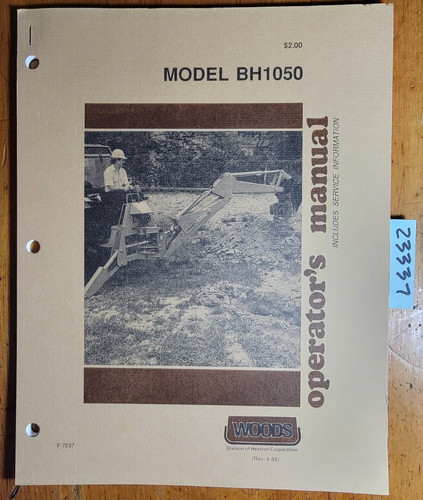 Woods bh1050 backhoe owner - backhoe, owner's