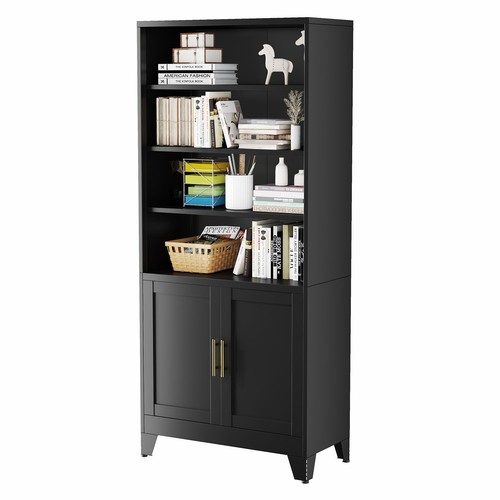 Metal bookcase doors - metal, 6-shelf
