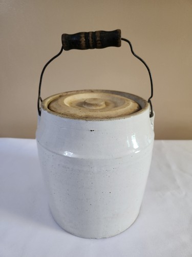 Antique stoneware crock with - stoneware,