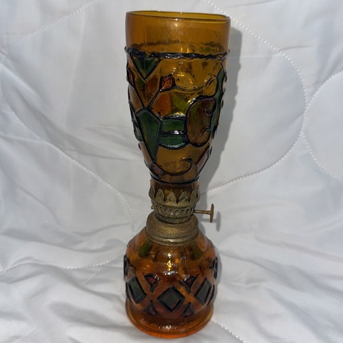 Vintage amber stained - stained, glass