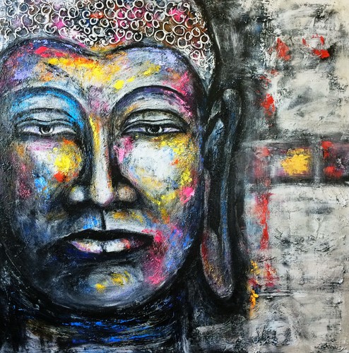 Textured abstract buddha wall - abstract,