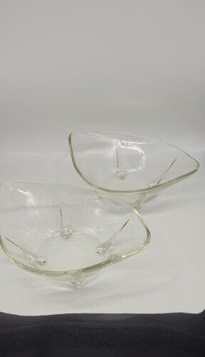 Vintage clear glass - glass, footed