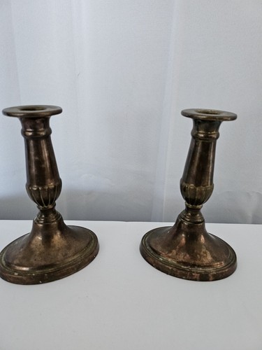 Brass candlesticks pair oval - brass,