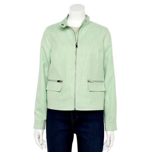 Green faux suede moto - green,
