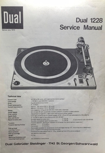 Dual 1228 turntable service - 1228,