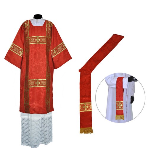Red deacon dalmatic vestment - red,